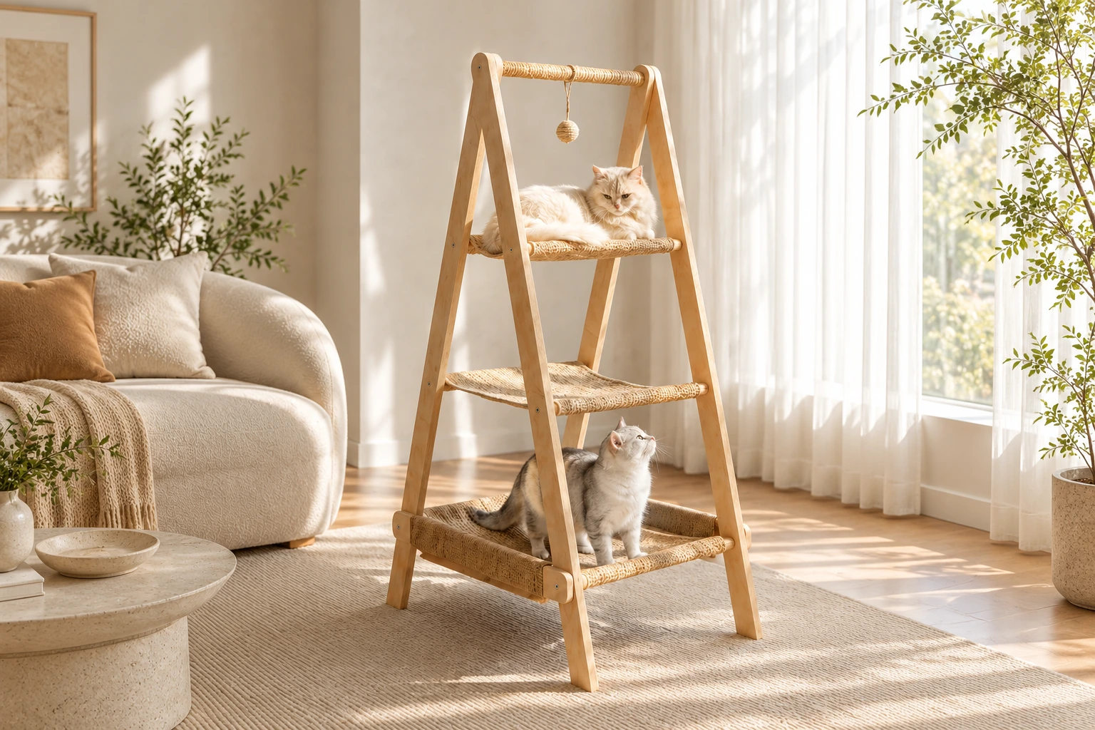 Landscape lifestyle concept based on the supplied ladder cat tree