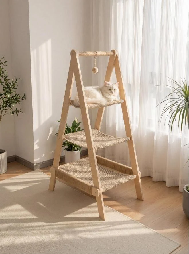Wooden Cat Tree with Hammock